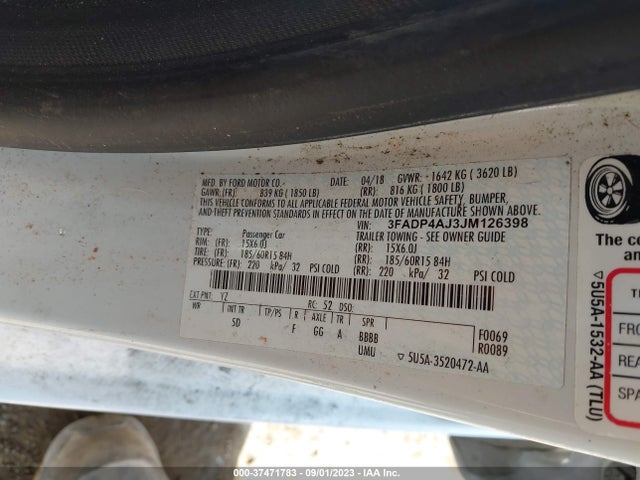 Ford FIESTA S 2018 3FADP4AJ3JM126398 Image 9