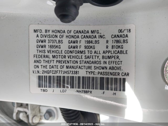 Honda Civic Sedan Ex 2018 2HGFC2F77JH573381 Image 9