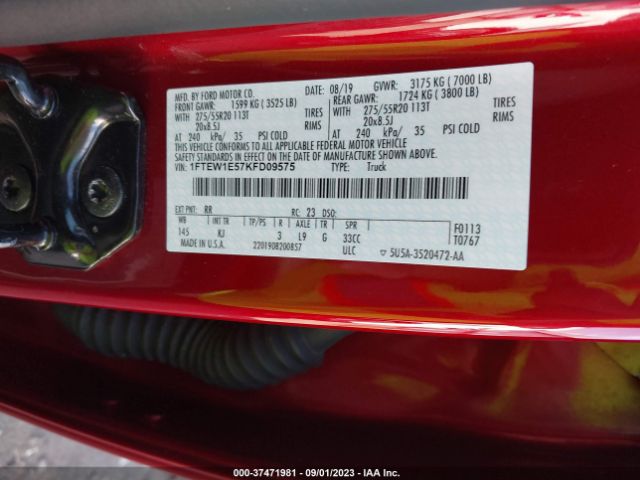 1FTEW1E57KFD09575 Ford F-150 Xl/xlt/lariat