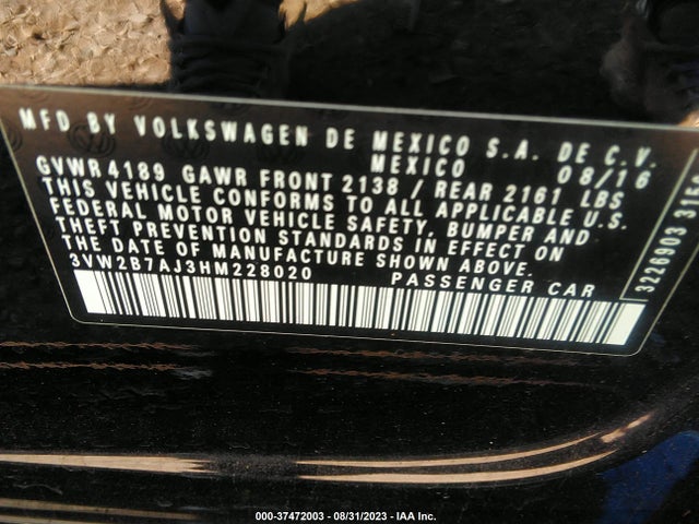3VW2B7AJ3HM228020 Volkswagen Jetta 1.4t S