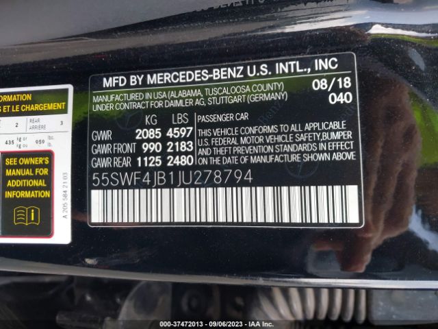 55SWF4JB1JU278794 Mercedes-Benz C-class C 300