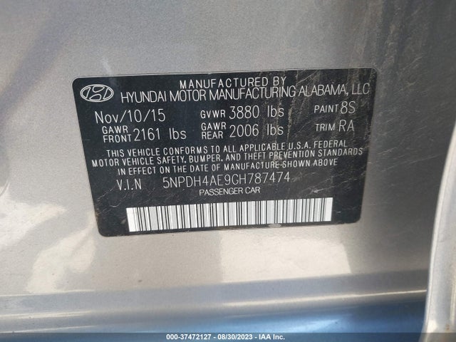 Hyundai ELANTRA SE 2016 5NPDH4AE9GH787474 Image 10