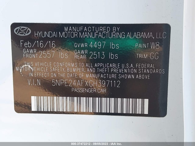 Hyundai Sonata 2.4l Se 2016 5NPE24AFXGH397112 Image 9