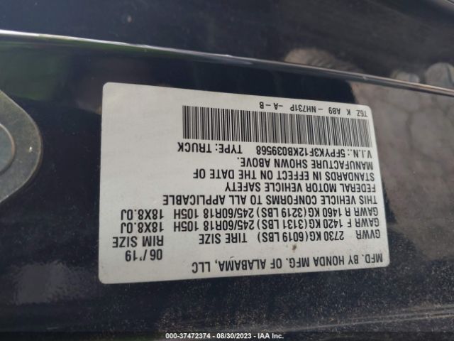 5FPYK3F12KB039568 Honda Ridgeline Sport