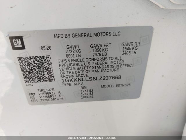 1GKKNLLS6LZ237668 GMC Acadia At4