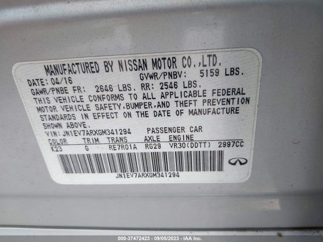 JN1EV7ARXGM341294 Infiniti Q50 3.0t Premium
