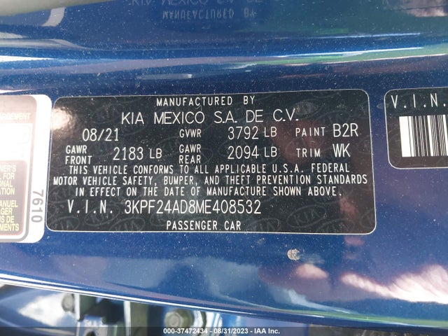 2021 KIA FORTE 3KPF24AD8ME408532 Photo 8