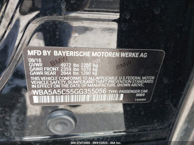 BMW 5 Series 528i 2016 WBA5A5C55GG355056 Image 9