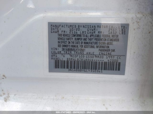 3N1AB8BV6LY310561 Nissan Sentra S Xtronic Cvt