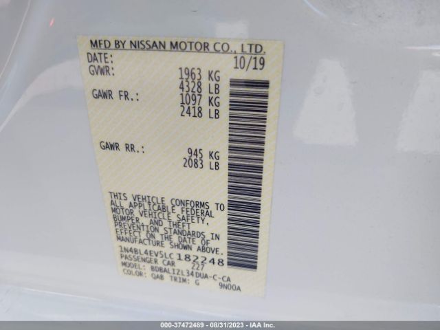 1N4BL4EV5LC182248 Nissan Altima 2.5 Sl