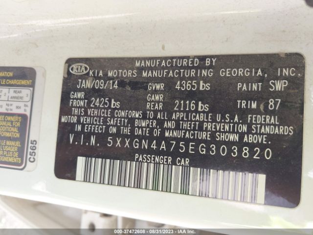 5XXGN4A75EG303820 KIA OPTIMA EX