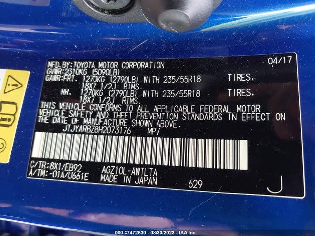 JTJYARBZ8H2073176 Lexus Nx Nx Turbo