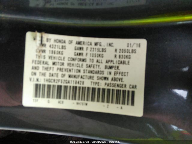 1HGCR2F52GA118428 Honda Accord Sedan Sport