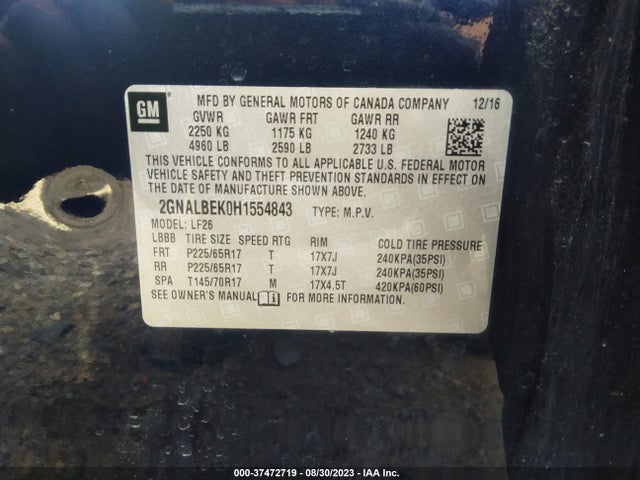 Chevrolet EQUINOX LS 2017 2GNALBEK0H1554843 Image 9