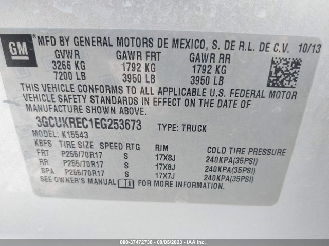 Chevrolet Silverado 1500 1lt 2014 3GCUKREC1EG253673 Image 9