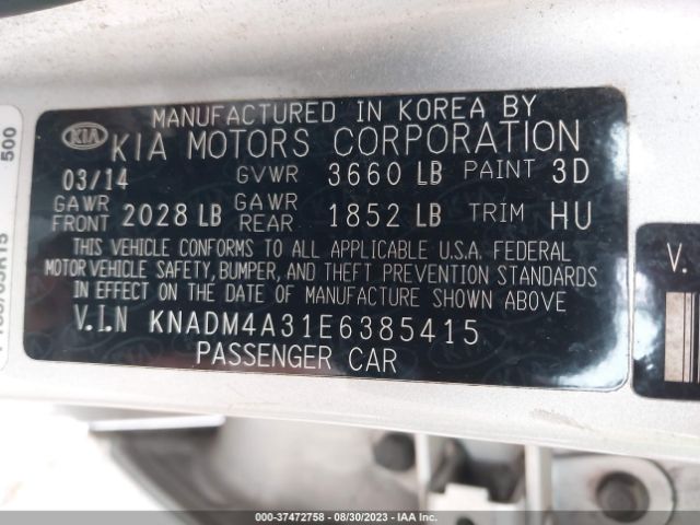KNADM4A31E6385415 KIA RIO LX