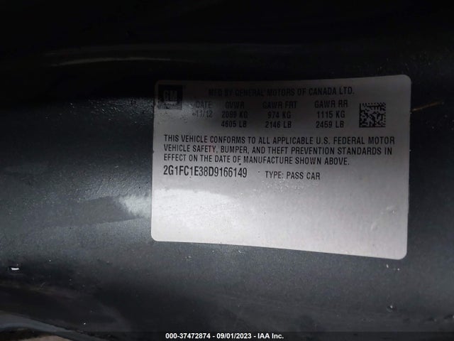 2013 CHEVROLET CAMARO LT VIN: 2G1FC1E38D9166149