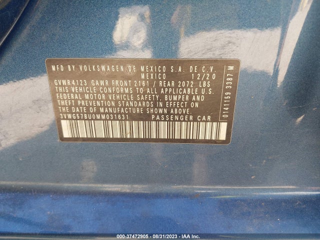 3VWG57BU0MM031631 Volkswagen Jetta Sel Premium
