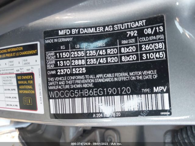 WDCGG5HB6EG190120 Mercedes-Benz Glk-class Glk 350
