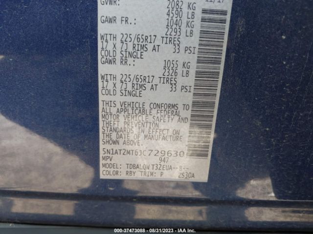 5N1AT2MT6JC729630 Nissan ROGUE SV