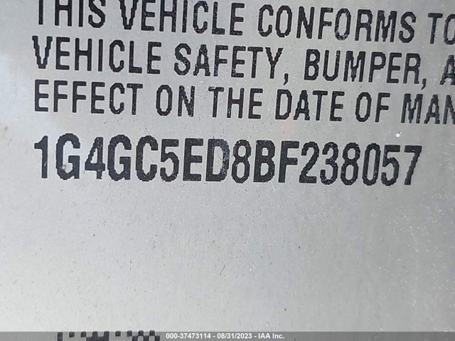 2011 BUICK LACROSSE CXL VIN: 1G4GC5ED8BF238057