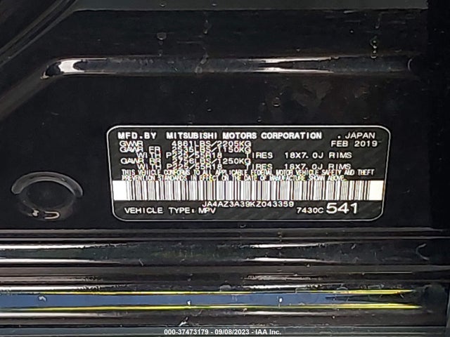 JA4AZ3A39KZ043359 Mitsubishi Outlander Es/se/sel/le