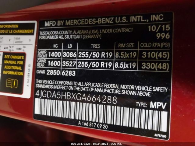 4JGDA5HBXGA664288 Mercedes-Benz Gle Gle 350