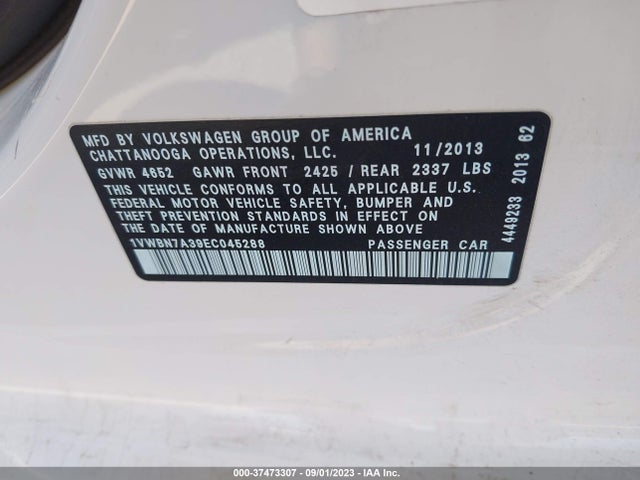 1VWBN7A39EC045288 Volkswagen Passat Tdi Se W/sunroof & Nav