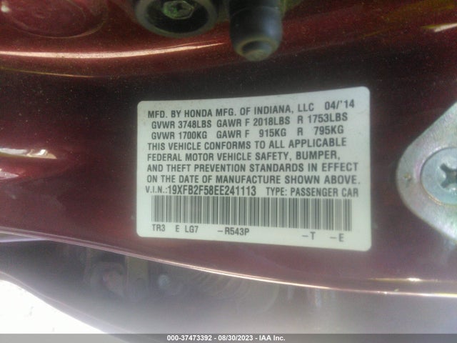 Honda Civic Sedan Lx 2014 19XFB2F58EE241113 Image 9