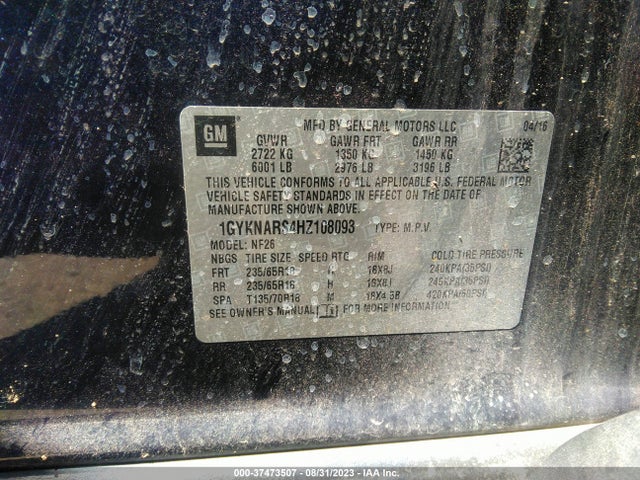 1GYKNARS4HZ108093 Cadillac Xt5 Fwd