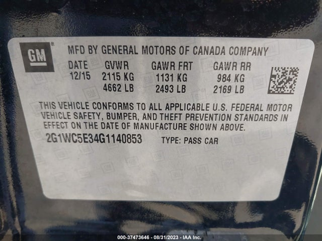 Chevrolet Impala Limited Ltz 2016 2G1WC5E34G1140853 Image 9