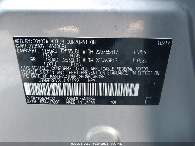 Toyota Rav4 Xle 2018 JTMRFREV2JJ191592 Image 9