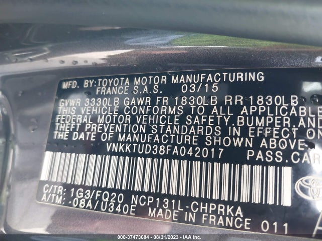 Toyota Yaris L/se/le 2015 VNKKTUD38FA042017 Image 9