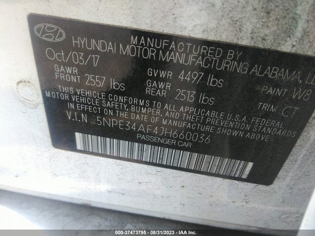 Hyundai SONATA SEL 2018 5NPE34AF4JH660036 Image 9