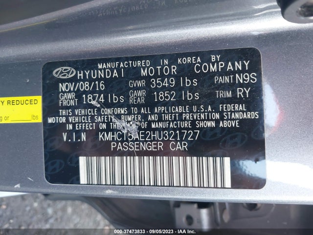 Hyundai ACCENT SE 2017 KMHCT5AE2HU321727 Image 9