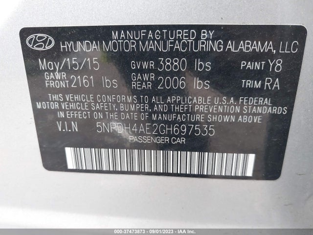 Hyundai ELANTRA SE 2016 5NPDH4AE2GH697535 Image 9