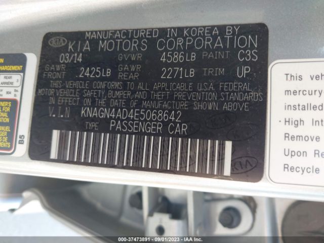 KNAGN4AD4E5068642 KIA Optima Hybrid Ex