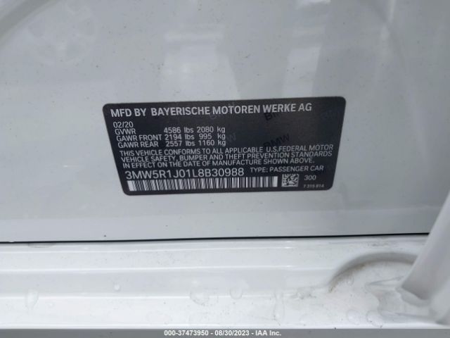 3MW5R1J01L8B30988 BMW 3 Series 330i