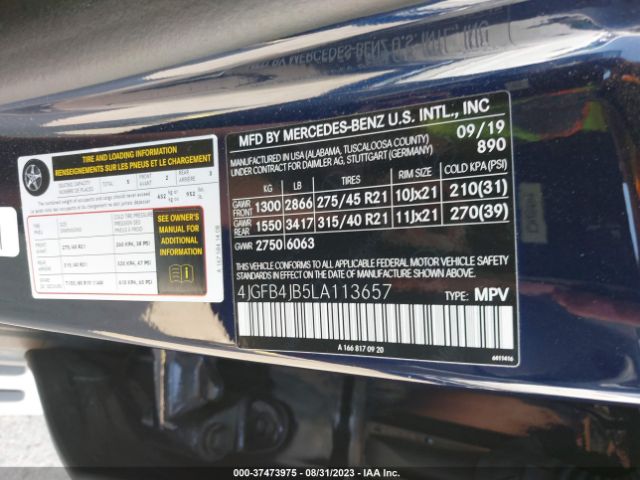 4JGFB4JB5LA113657 Mercedes-Benz GLE
