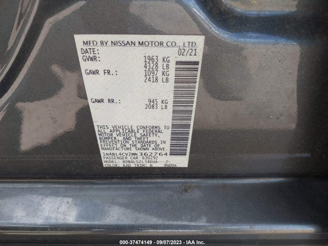 Nissan Altima Sr Fwd 2021 1N4BL4CV2MN362764 Image 9