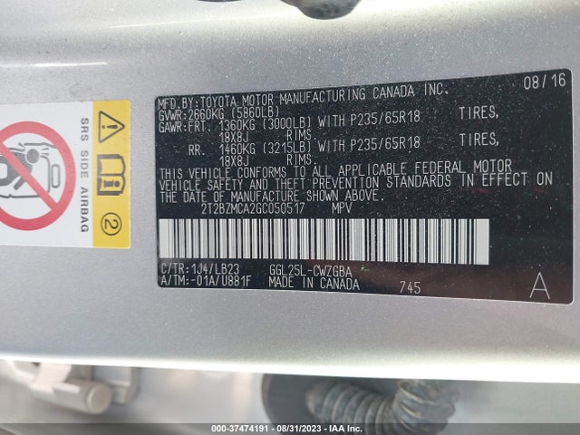 2T2BZMCA2GC050517 Lexus RX 350