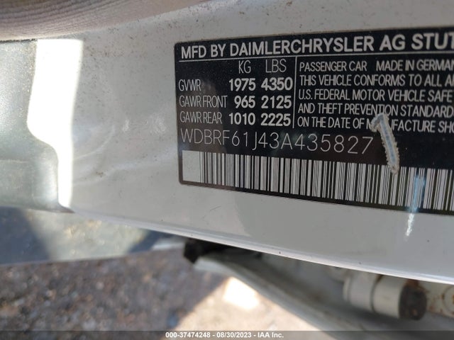 2003 MERCEDES-BENZ C-CLASS 2.6L VIN: WDBRF61J43A435827