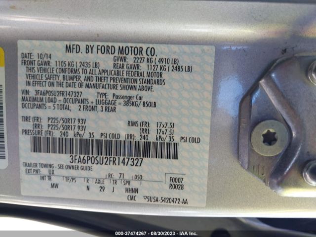 3FA6P0SU2FR147327 Ford Fusion Energi Titanium