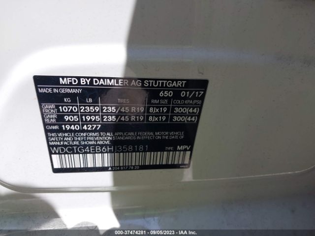 WDCTG4EB6HJ358181 Mercedes-Benz Gla Gla 250