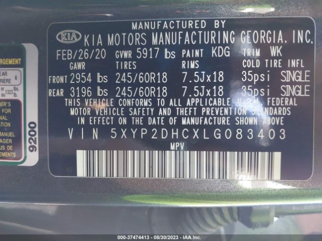 5XYP2DHCXLG083403 KIA Telluride Lx