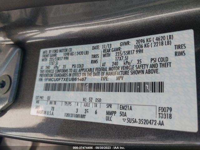 1FMCU0F7XEUB61487 Ford ESCAPE S