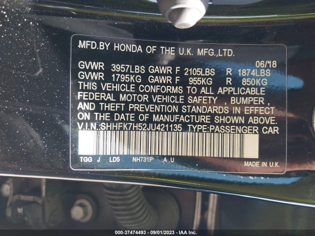 Honda Civic Hatchback Ex 2018 SHHFK7H52JU421135 Image 9