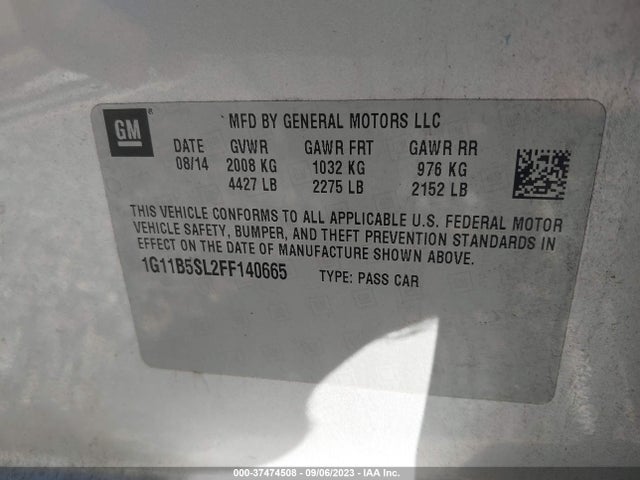 Chevrolet MALIBU LS 2015 1G11B5SL2FF140665 Image 9