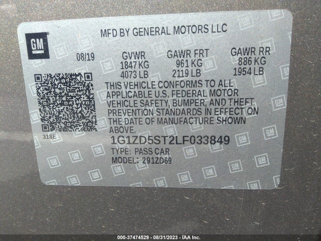 Chevrolet MALIBU LT 2020 1G1ZD5ST2LF033849 Image 9