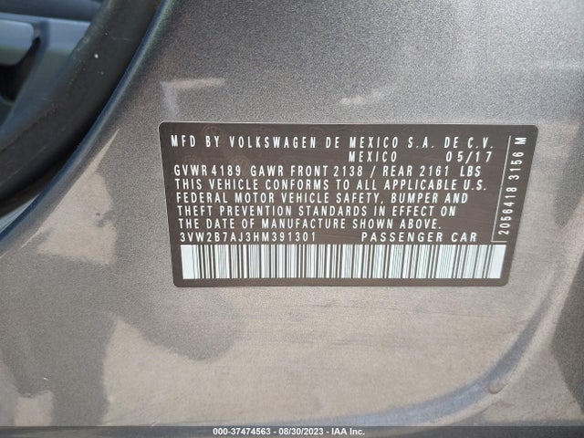 3VW2B7AJ3HM391301 Volkswagen Jetta 1.4t S